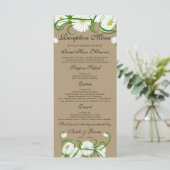 Witte Gerber Madeliefjes Bruiloft Set Vintage Menu (Staand voorkant)