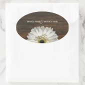 Witte Gerbera Daisy & Barnwood Bruiloft Sticker (Tas)