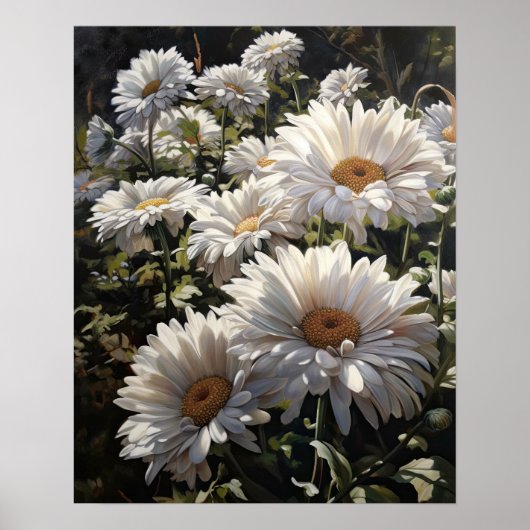 Witte Gerbera Daisy Flowers Art Print Poster (Voorkant)