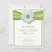 Witte Gerbera met groene lint Reageer Kaart (Voorkant)