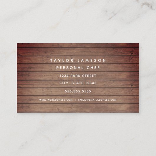 Witte gereedschap Chef Caterer Restaurant Black Visitekaartje (Achterkant)
