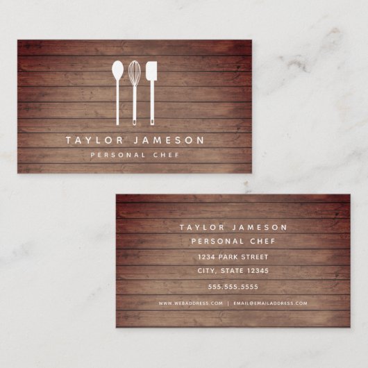 Witte gereedschap Chef Caterer Restaurant Black Visitekaartje (Voorkant / Achterkant)