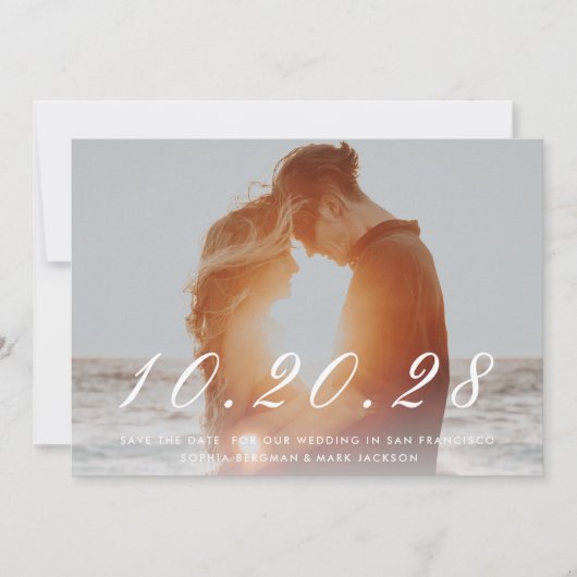 Witte Geschreven Bruiloft Datum Save The Date (Voorkant)