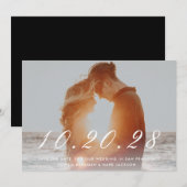 Witte Geschreven Bruiloft Datum Save The Date (Voorkant / Achterkant)