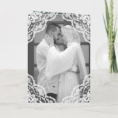 Witte geschulpte kant groene moslim trouwfoto (Achterkant)