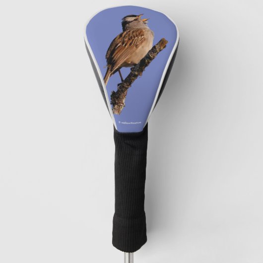 Witte-Gesneden Sparrow Zingingen aan de Zon Golfheadcover (Voorkant)