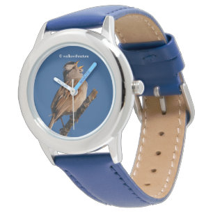 Witte-Gesneden Sparrow Zingingen aan de Zon Horloge
