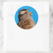 Witte-Gesneden Sparrow Zingingen aan de Zon Ronde Sticker (Tas)