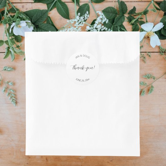 Witte gestileerde bruiloft Dank u Ronde Sticker