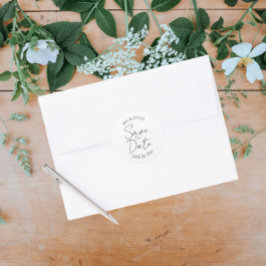 Witte gestileerde bruiloft Save the Date Ronde Sticker
