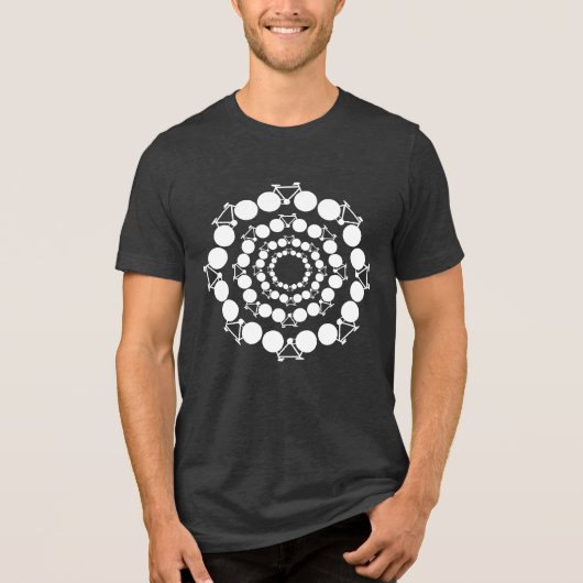 witte gestileerde fietsen in cirkels Tri-Blend shirt (Voorkant)