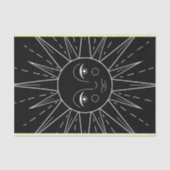 Witte gestileerde retro  zon op zwart tissuepapier (Voorkant)