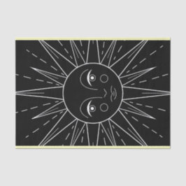 Witte gestileerde retro  zon op zwart tissuepapier