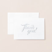 Witte gestileerde script bruiloft dank u folie kaarten (Voorkant met envelop)