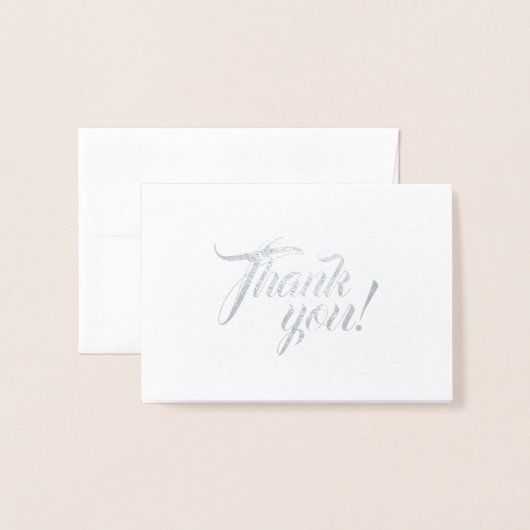 Witte gestileerde script bruiloft dank u folie kaarten (Voorkant met envelop)