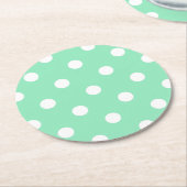 Witte gestippelde elegante blanco munt groen ronde kartonnen onderzetter (Gebogen)