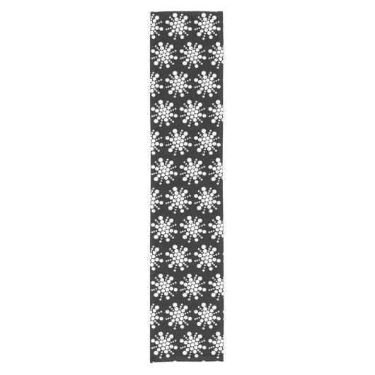 Witte gestippelde sterren op zwart korte tafelloper (Voorkant)