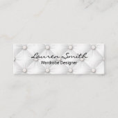 witte gestoffeerde stof mini visitekaartje (Voorkant)