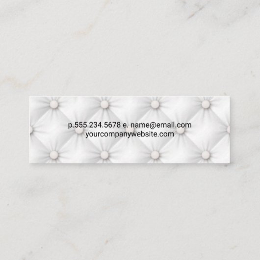 witte gestoffeerde stof mini visitekaartje (Achterkant)