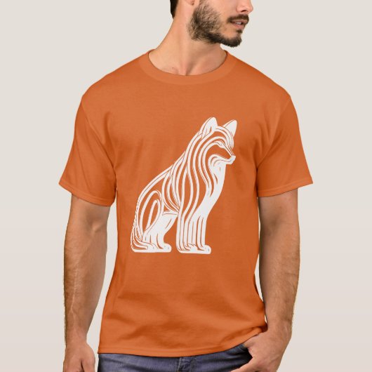 Witte gestreepte hond Witte zittende hond T-shirt (Voorkant)