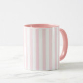 Witte gestreepte mok met lichte roze lijnen  (Voorkant rechts)