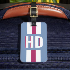 Witte gestreepte Shadow Monogram retro Vakantie Bagagelabel