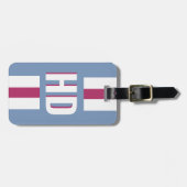 Witte gestreepte Shadow Monogram retro Vakantie Bagagelabel (Voorkant horizontaal)