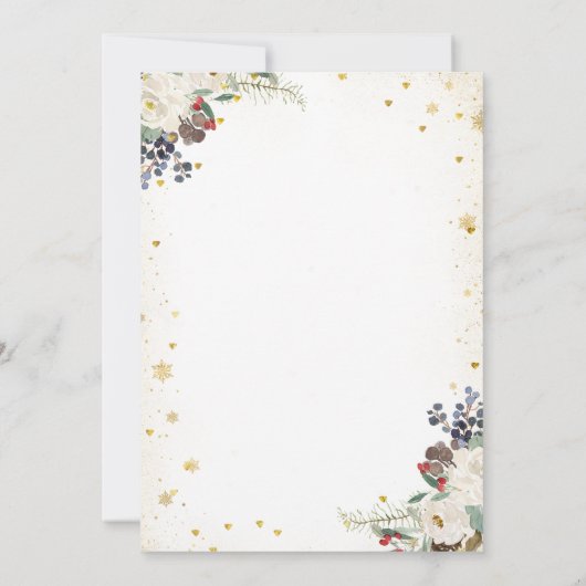 Witte gestrooide koekjes & cocktail kerstfeest kaart (Achterkant)