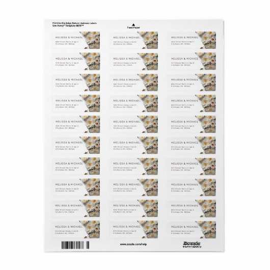 Witte gestructureerde rozen | Bruiloft Etiket (Full Sheet)