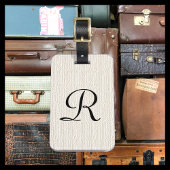 Witte, getextureerde Burlap monogram tas Bagagelabel