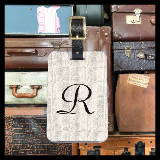 Witte, getextureerde Burlap monogram tas Bagagelabel