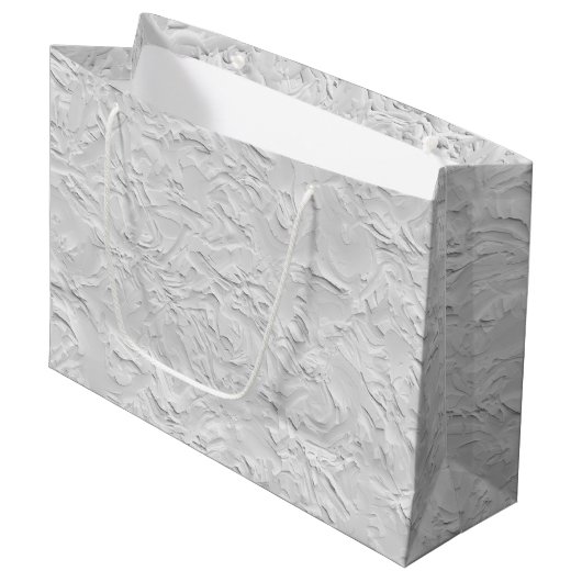 Witte getextureerde steen, zwart-wit Abstracte kun Groot Cadeauzakje (Voorkant Gekanteld)
