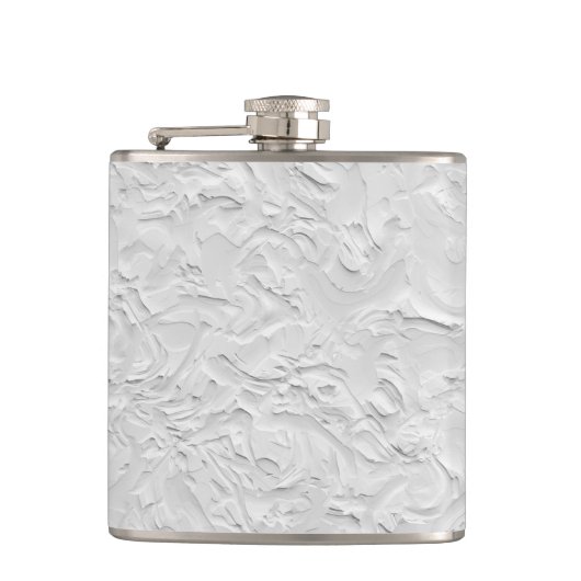 Witte getextureerde steen, zwart-wit Abstracte kun Heupfles (Voorkant)