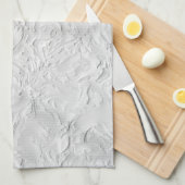 Witte getextureerde steen, zwart-wit Abstracte kun Theedoek (Quarter Fold)