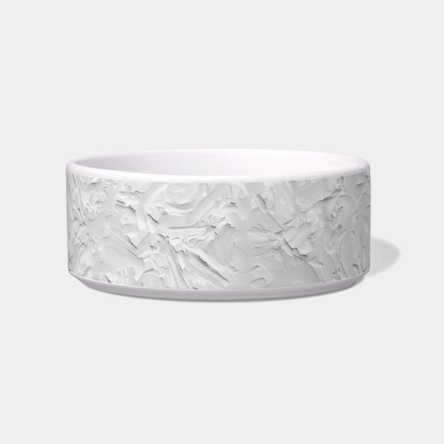Witte getextureerde steen, zwart-wit Abstracte kun Voerbakje (Voorkant)
