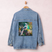 Witte getufte Blauwgroen vleugel Jay Fantasy Bird Denim Jacket (Hangar)