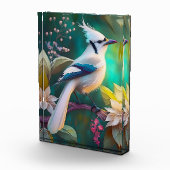 Witte getufte Blauwgroen vleugel Jay Fantasy Bird Fotoblokken (Rechts)