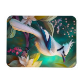 Witte getufte Blauwgroen vleugel Jay Fantasy Bird Magneet (Horizontaal)