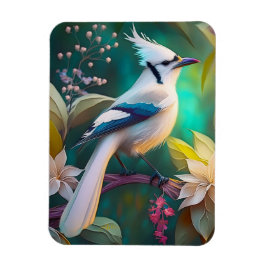 Witte getufte Blauwgroen vleugel Jay Fantasy Bird Magneet