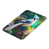 Witte getufte Blauwgroen vleugel Jay Fantasy Bird Magneet (Linkerzijde)