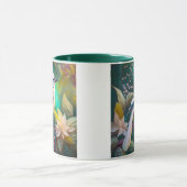 Witte getufte Blauwgroen vleugel Jay Fantasy Bird Mok (Midden)