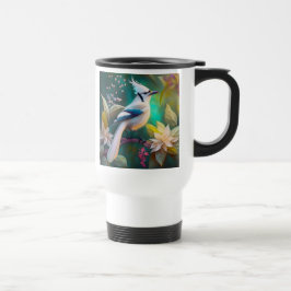 Witte getufte Blauwgroen vleugel Jay Fantasy Bird Reisbeker