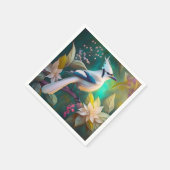 Witte getufte Blauwgroen vleugel Jay Fantasy Bird Servet (Hoek)