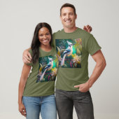 Witte getufte Blauwgroen vleugel Jay Fantasy Bird T-shirt (Unisex)