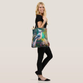 Witte getufte Blauwgroen vleugel Jay Fantasy Bird Tote Bag (Op model)
