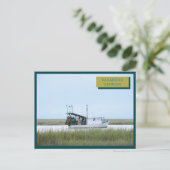 Witte Geviste boot Ocean Savannah Georgia Briefkaart (Staand voorkant)