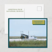 Witte Geviste boot Ocean Savannah Georgia Briefkaart (Voorkant / Achterkant)