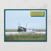 Witte Geviste boot Ocean Savannah Georgia Briefkaart (Voorkant)