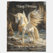Witte Gevleugelde Eenhoorn Mythische Oceaan Fantas Fleece Deken (Voorkant)