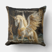 Witte Gevleugelde Eenhoorn Mythische Oceaan Fantas Kussen (Voorkant)